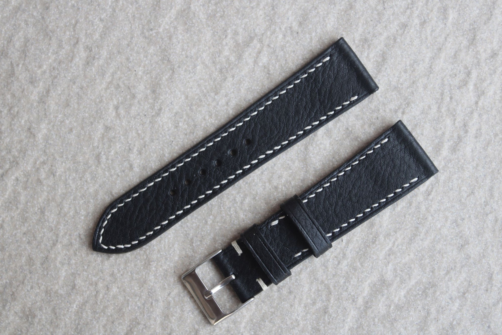 Italian Calf (Minerva Box) Leather Strap in Black - Artisan Straps
