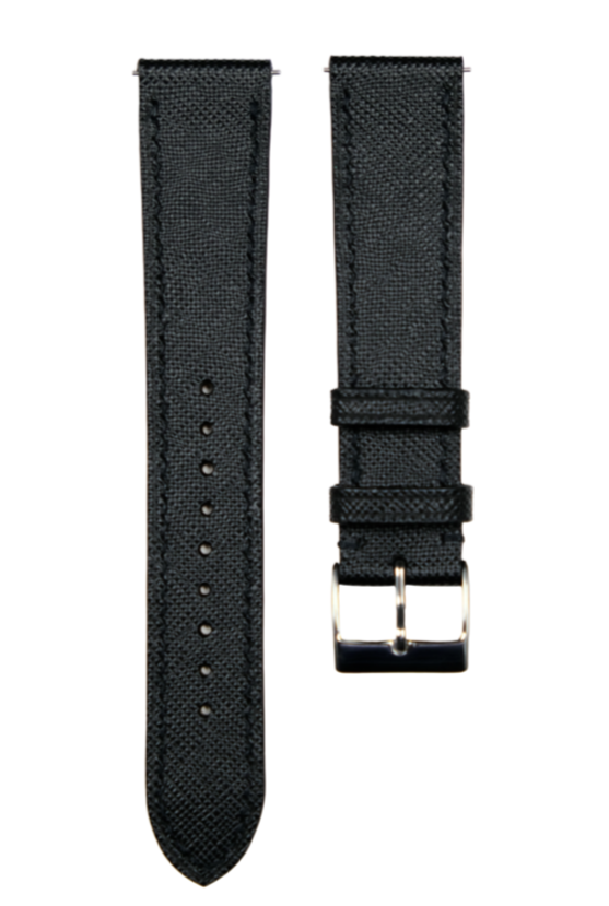 Saffiano French Calf Leather Strap in Black - Artisan Straps