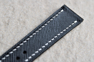 Saffiano French Calf Leather Strap in Black - Artisan Straps