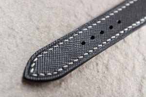 Saffiano French Calf Leather Strap in Black - Artisan Straps