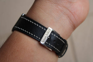 Saffiano French Calf Leather Strap in Black - Artisan Straps