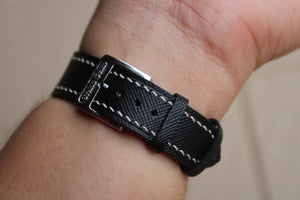 Saffiano French Calf Leather Strap in Black - Artisan Straps