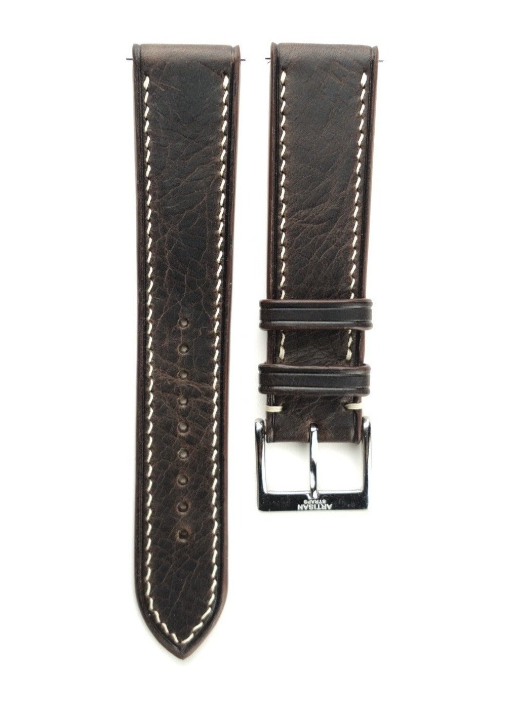 Italian Waxy Calf Leather Strap in Dark Brown - Artisan Straps
