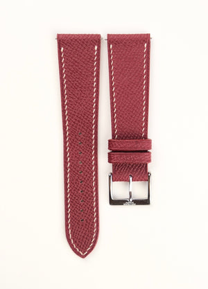 Epsom French Calf Leather Strap in Dark Red - Artisan Straps