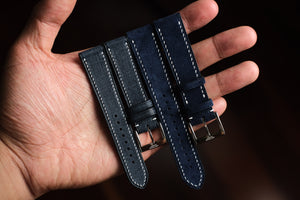 Babele "Linen" Italian Calf Leather Strap in Navy Denim - Artisan Straps