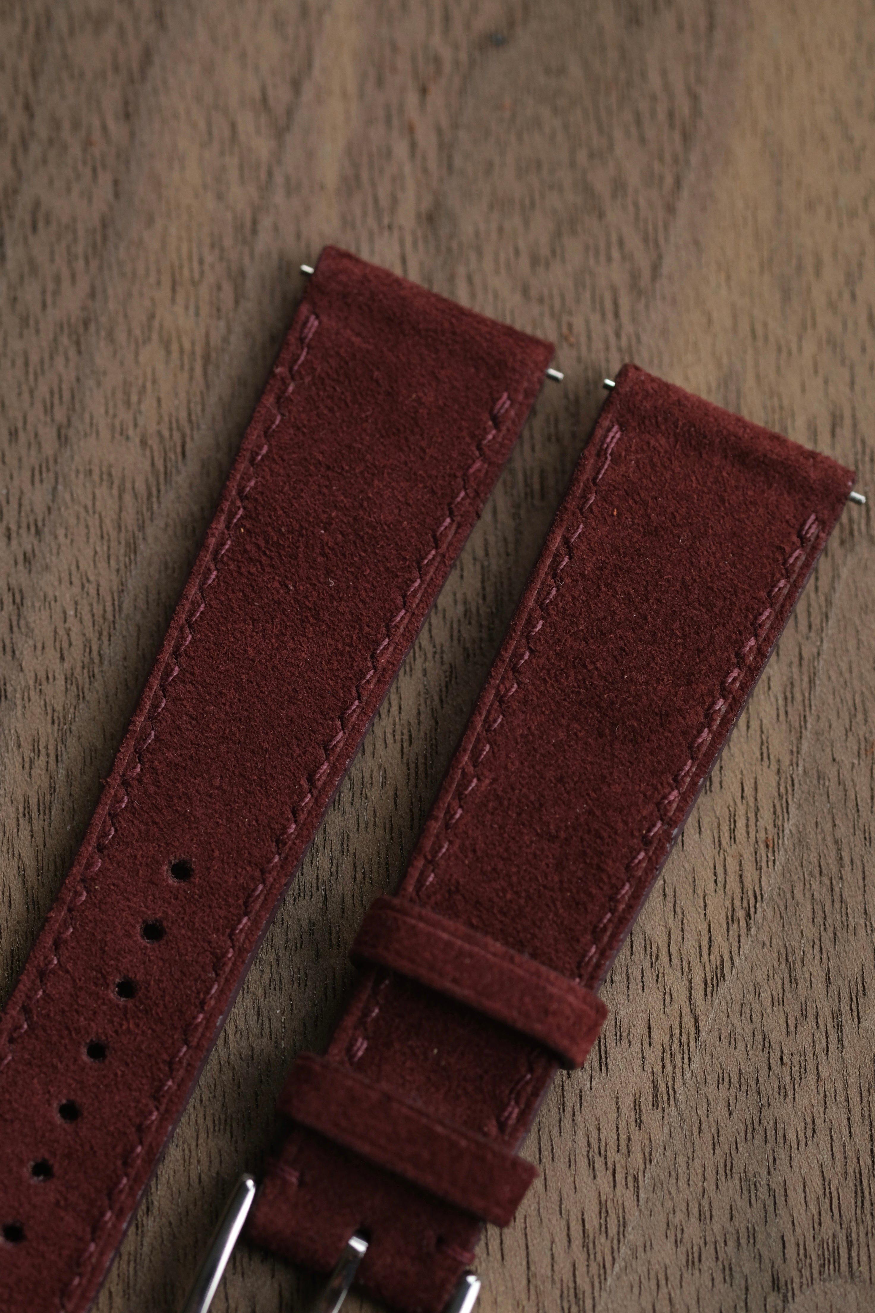 Burgundy Suede Leather Strap - Artisan Straps