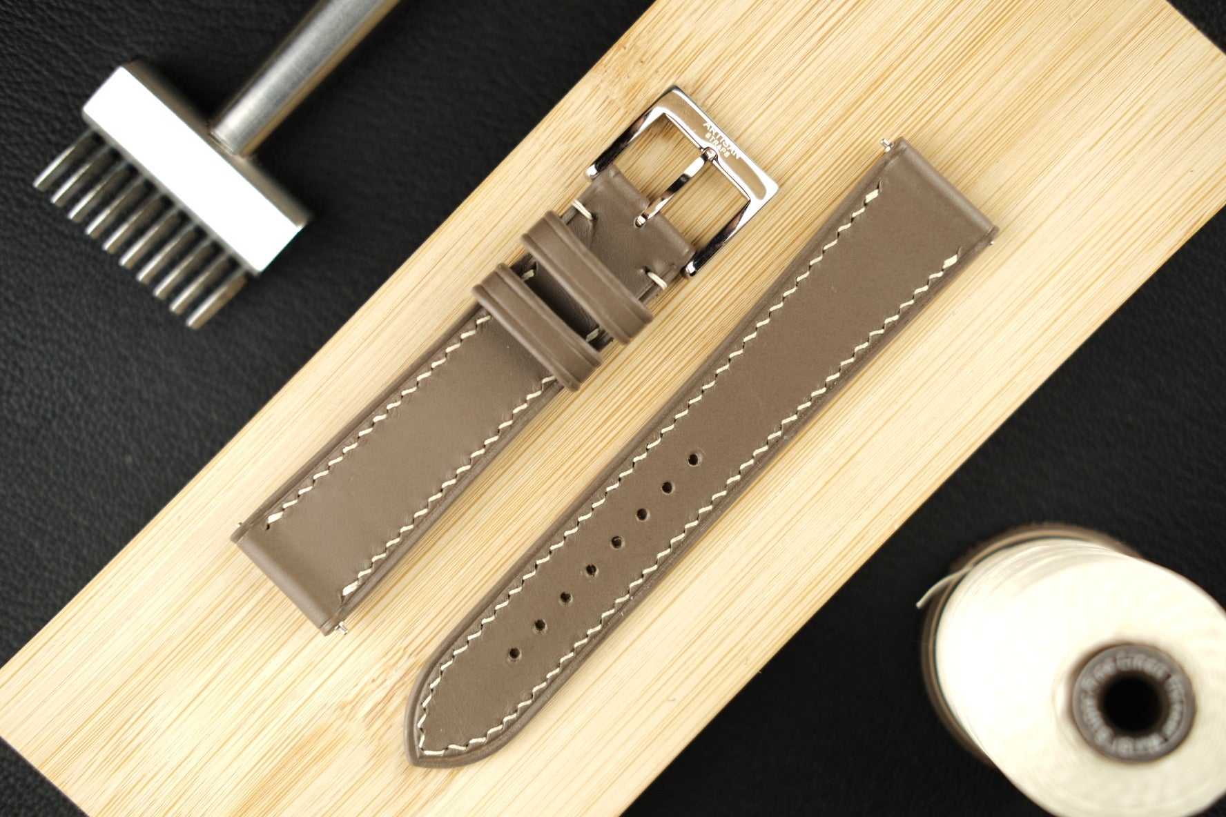 Buttero Italian Calf Leather Strap in  Taupe - Artisan Straps