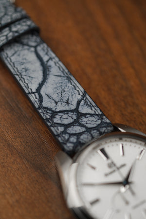 Light Blue Nubuck Ostrich Leg Leather Strap - Artisan Straps