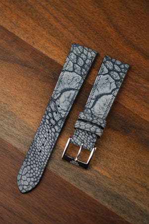 Light Blue Nubuck Ostrich Leg Leather Strap - Artisan Straps