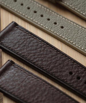 Dark Brown Minerva Box Calf (with Microstitching) - Artisan Straps
