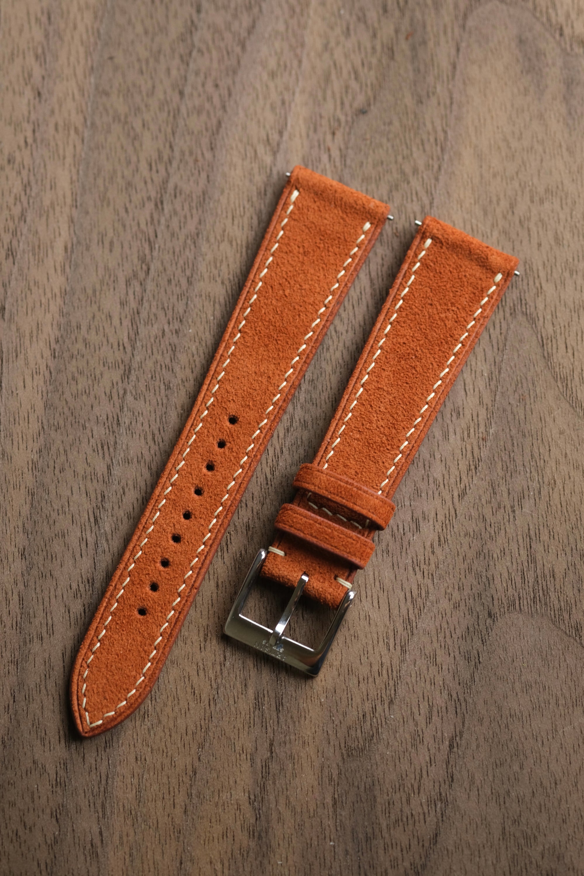 Burnt Orange Suede Leather Strap - Artisan Straps