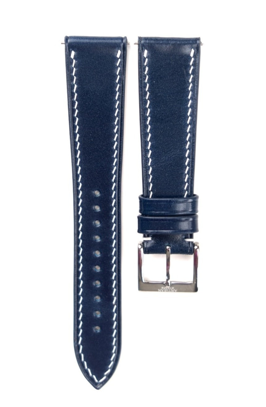 Shell Cordovan Leather Strap in Navy Blue - Artisan Straps