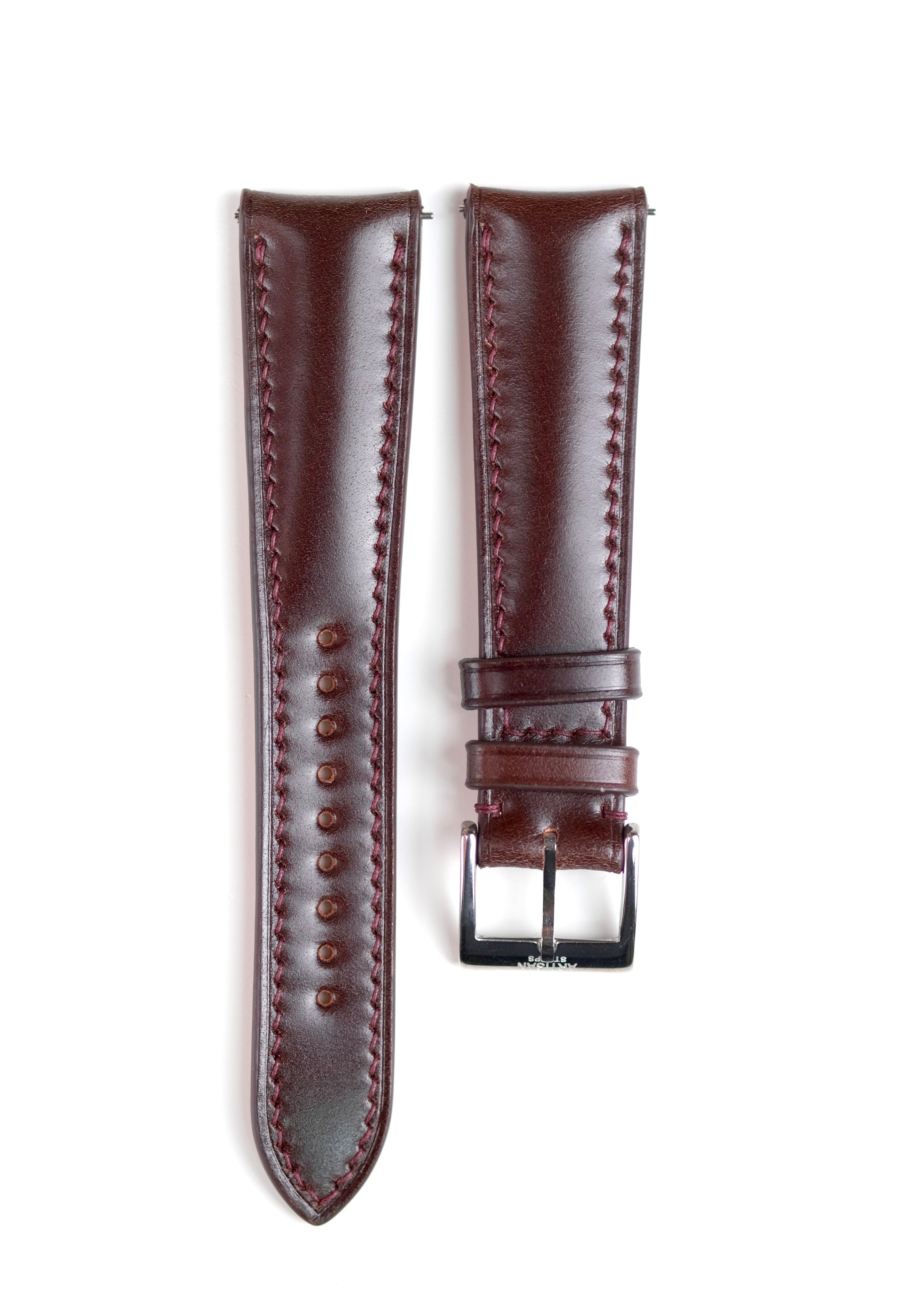 Burgundy Shell Cordovan (Padded) Leather Strap - Artisan Straps