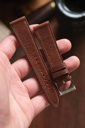 Walnut Brown Italian Waxy Leather Strap - Artisan Straps