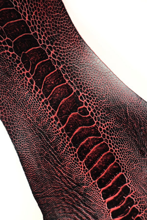 Ostrich Leg Two-tone Leather Strap in Black & Red - Artisan Straps