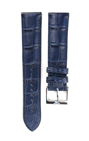 Alligator Padded Leather Strap in Matte Navy - Artisan Straps
