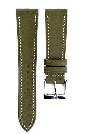 Negonda Shrunken Calf Leather Strap in Olive Green - Artisan Straps