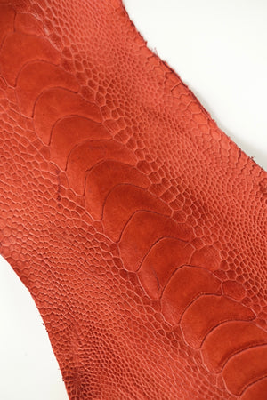 Ostrich Leg Leather Strap in Oily Bloody Orange - Artisan Straps