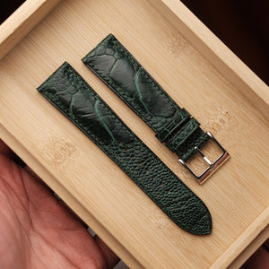 Ostrich Leg Leather Strap in Dark Green - Artisan Straps