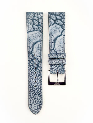 Light Blue Nubuck Ostrich Leg Leather Strap - Artisan Straps