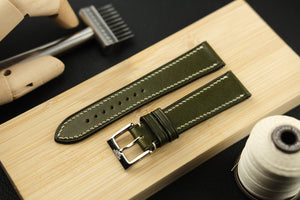 Buttero Italian Calf Leather Strap in Olive Green - Artisan Straps