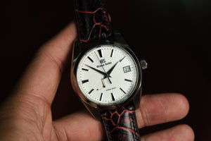 Ostrich Leg Two-tone Leather Strap in Black & Red - Artisan Straps
