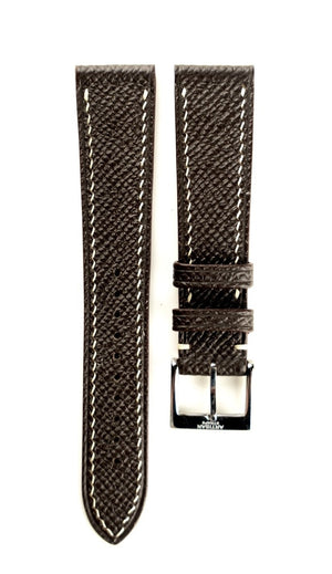 Epsom French Calf Leather Strap in Dark Brown - Artisan Straps