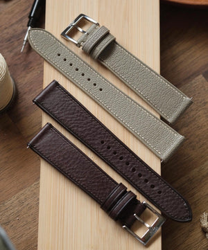 Dark Brown Minerva Box Calf (with Microstitching) - Artisan Straps
