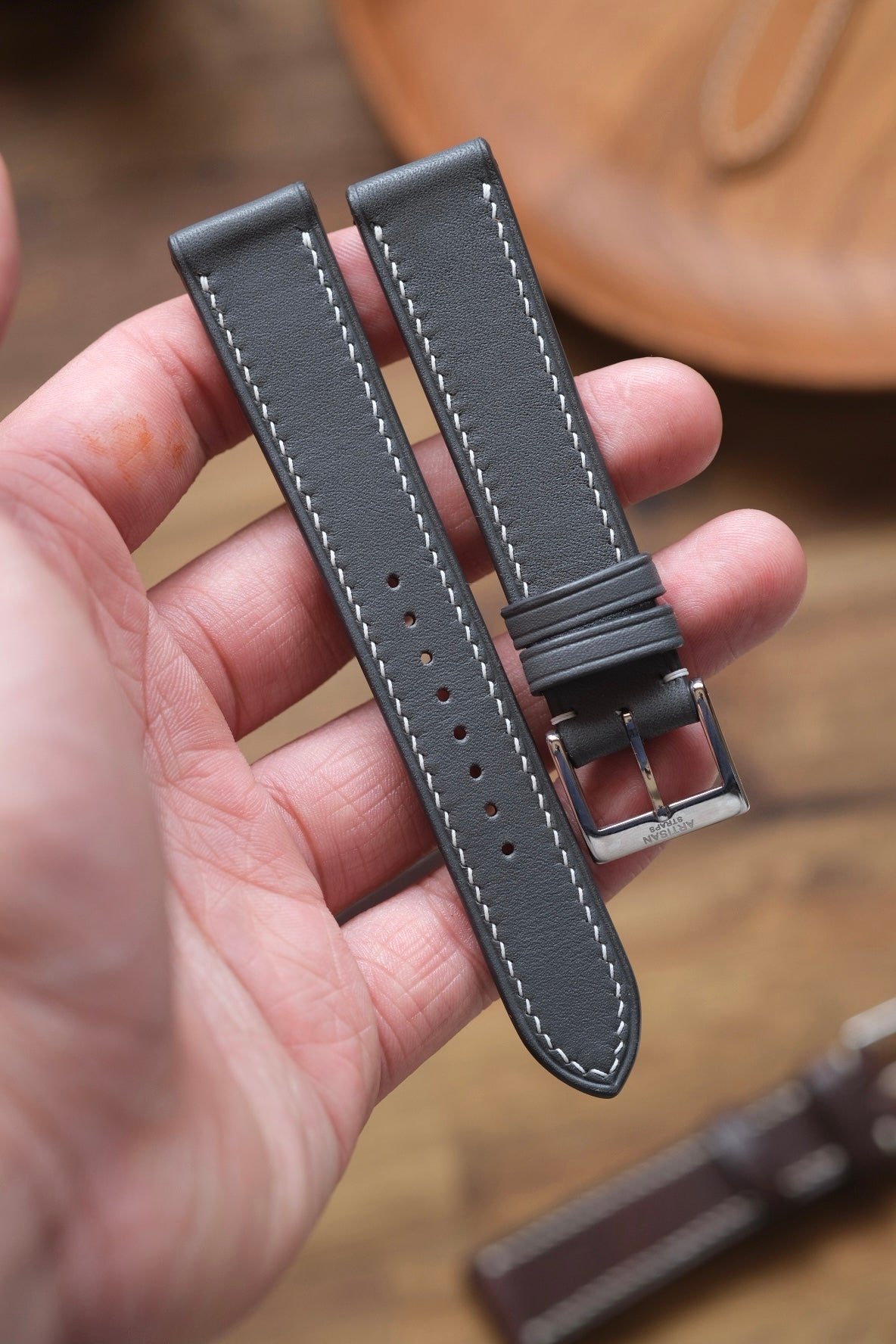 Grey Baranil Leather Strap - Artisan Straps