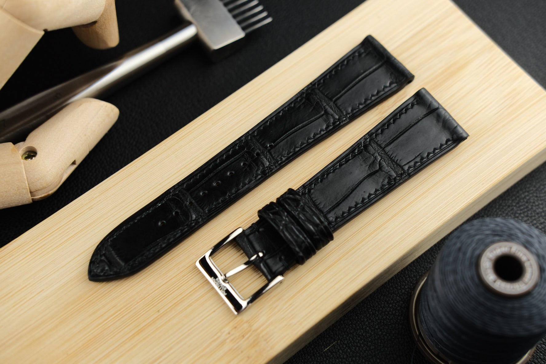 Crocodile Leather Strap in Black - Artisan Straps