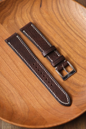 Dark Brown Italian Waxy Leather Strap - Artisan Straps