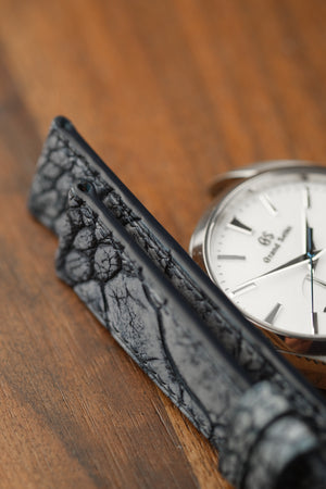 Light Blue Nubuck Ostrich Leg Leather Strap - Artisan Straps