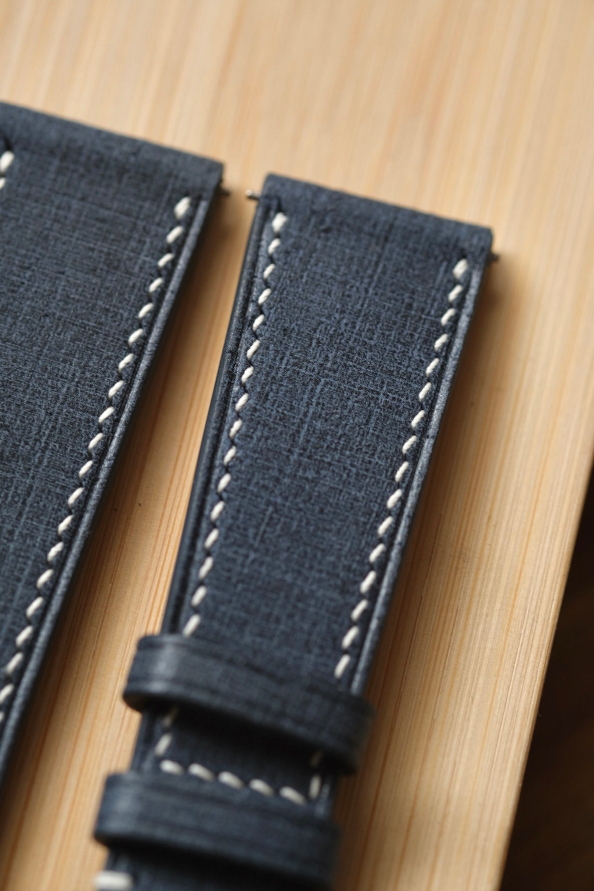 Navy Denim Babele 'Linen' Leather Strap - Artisan Straps
