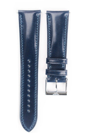 Shell Cordovan Leather Strap in Navy (Padded) - Artisan Straps