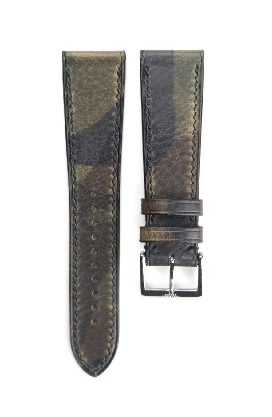 Camo Calf Leather Strap in Army Green - Artisan Straps
