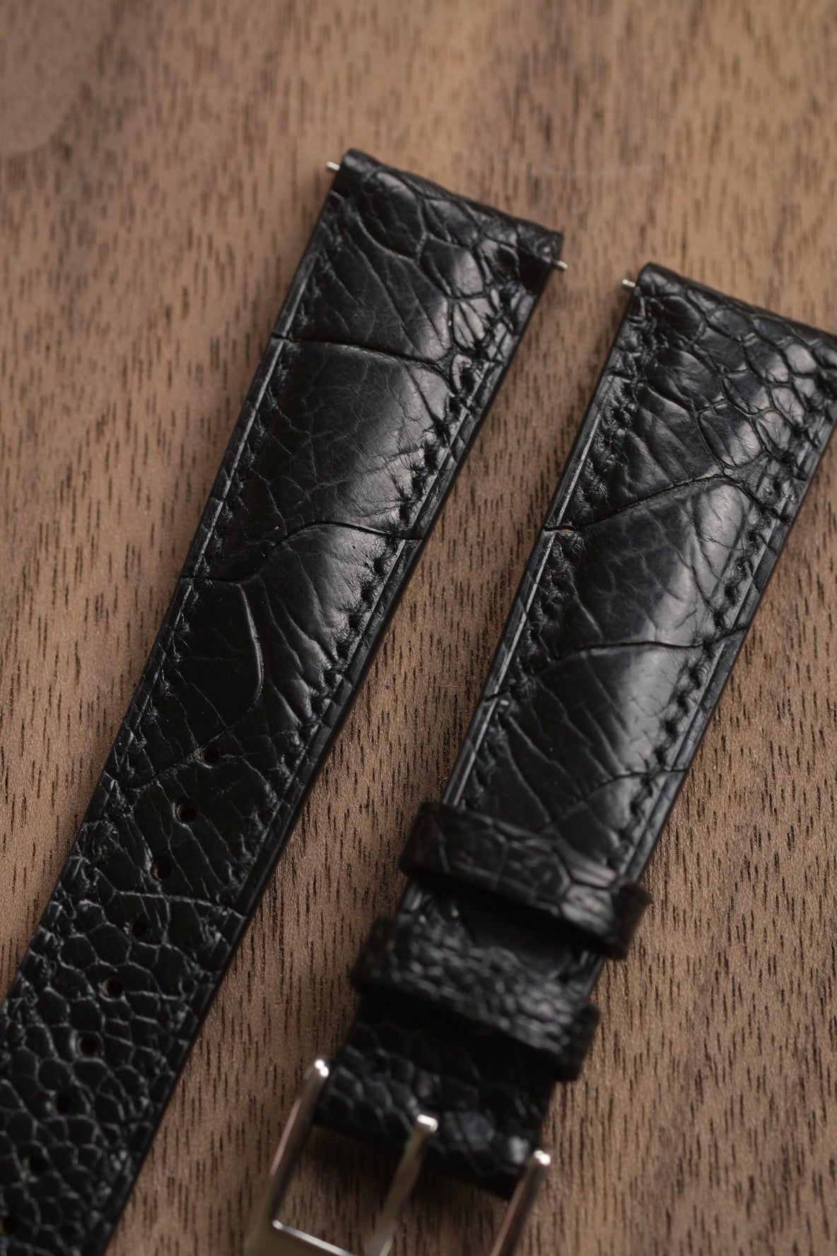 Glazed Black Ostrich Leg Leather Strap - Artisan Straps