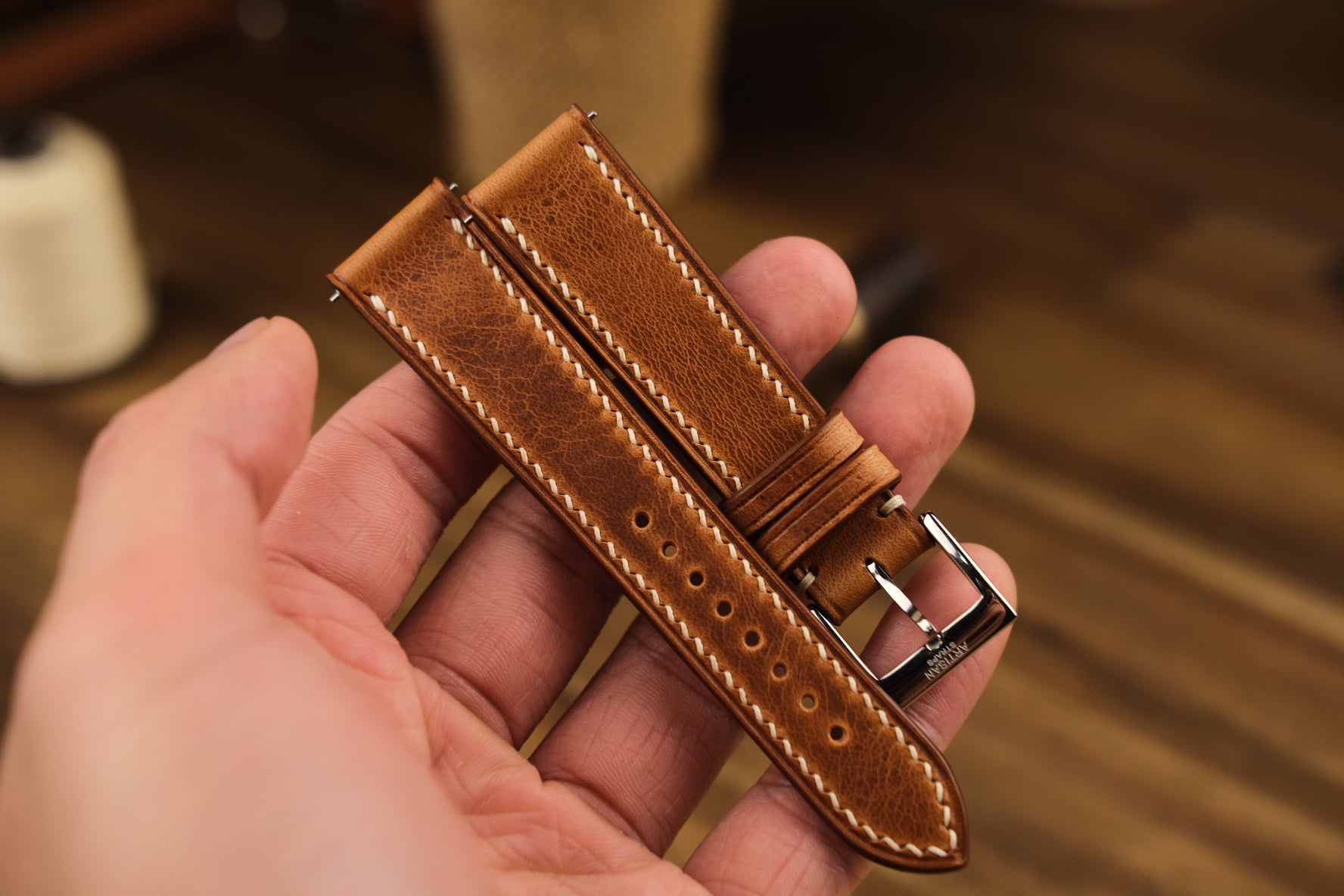 Italian Waxy Calf in Natural - Artisan Straps