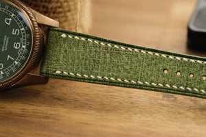 Babele ‘Linen’ Calf Leather Strap in Lime Green - Artisan Straps