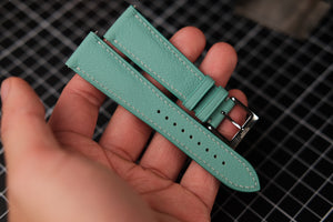 Chèvre (French Goat) Padded Leather Strap in Tiffany Blue - Artisan Straps