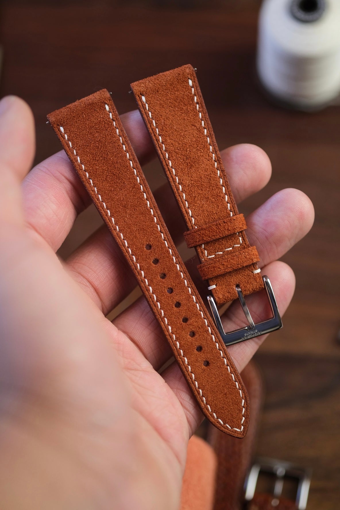 Burnt Orange Suede Leather Strap - Artisan Straps