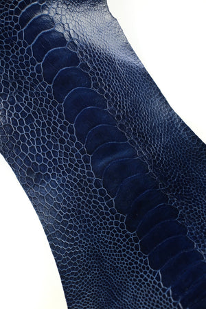 Ostrich Leg Leather Strap in Matte Navy Blue - Artisan Straps