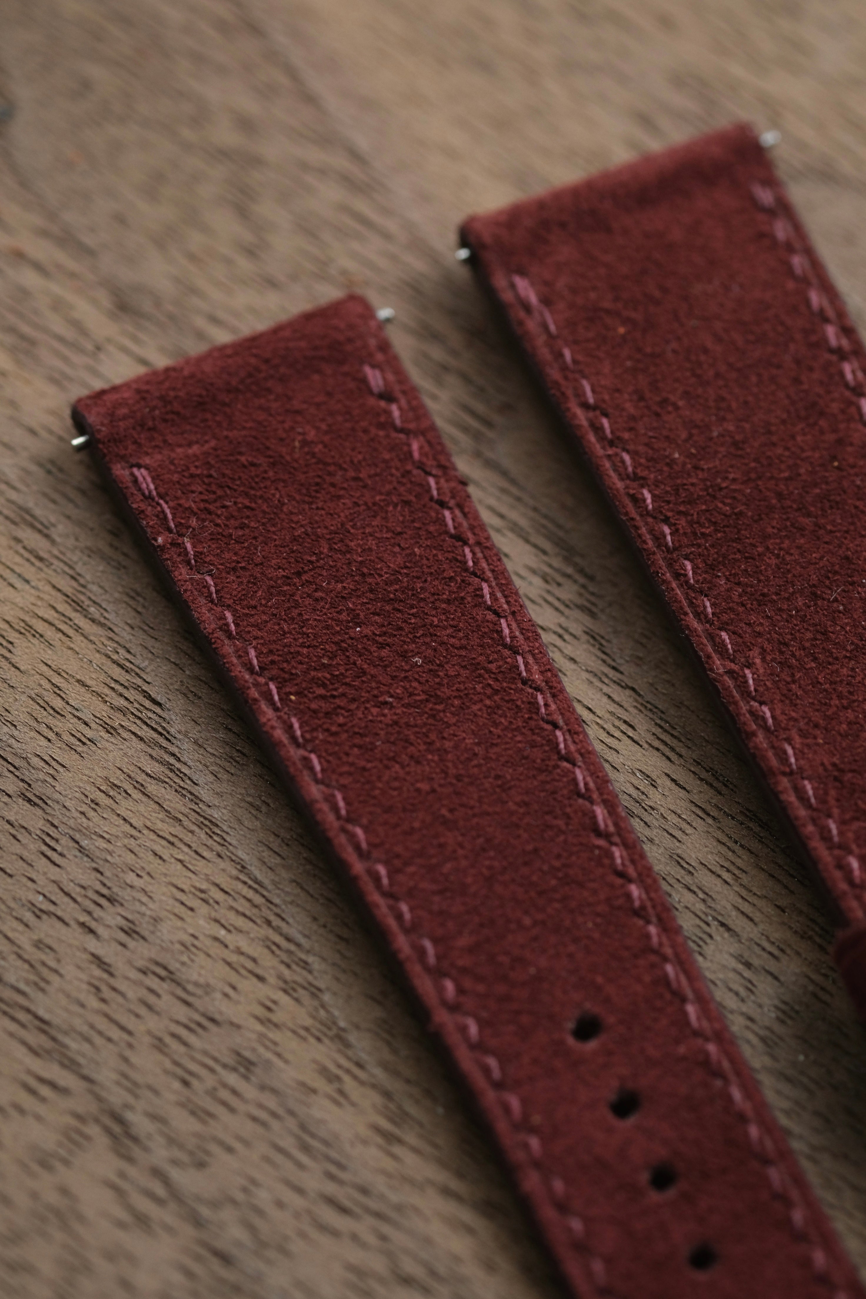 Burgundy Suede Leather Strap - Artisan Straps