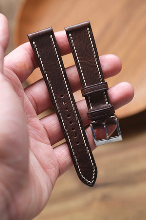 Dark Brown Italian Waxy Leather Strap - Artisan Straps