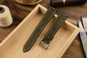 Olive Pueblo Leather Strap (Padded) - Artisan Straps