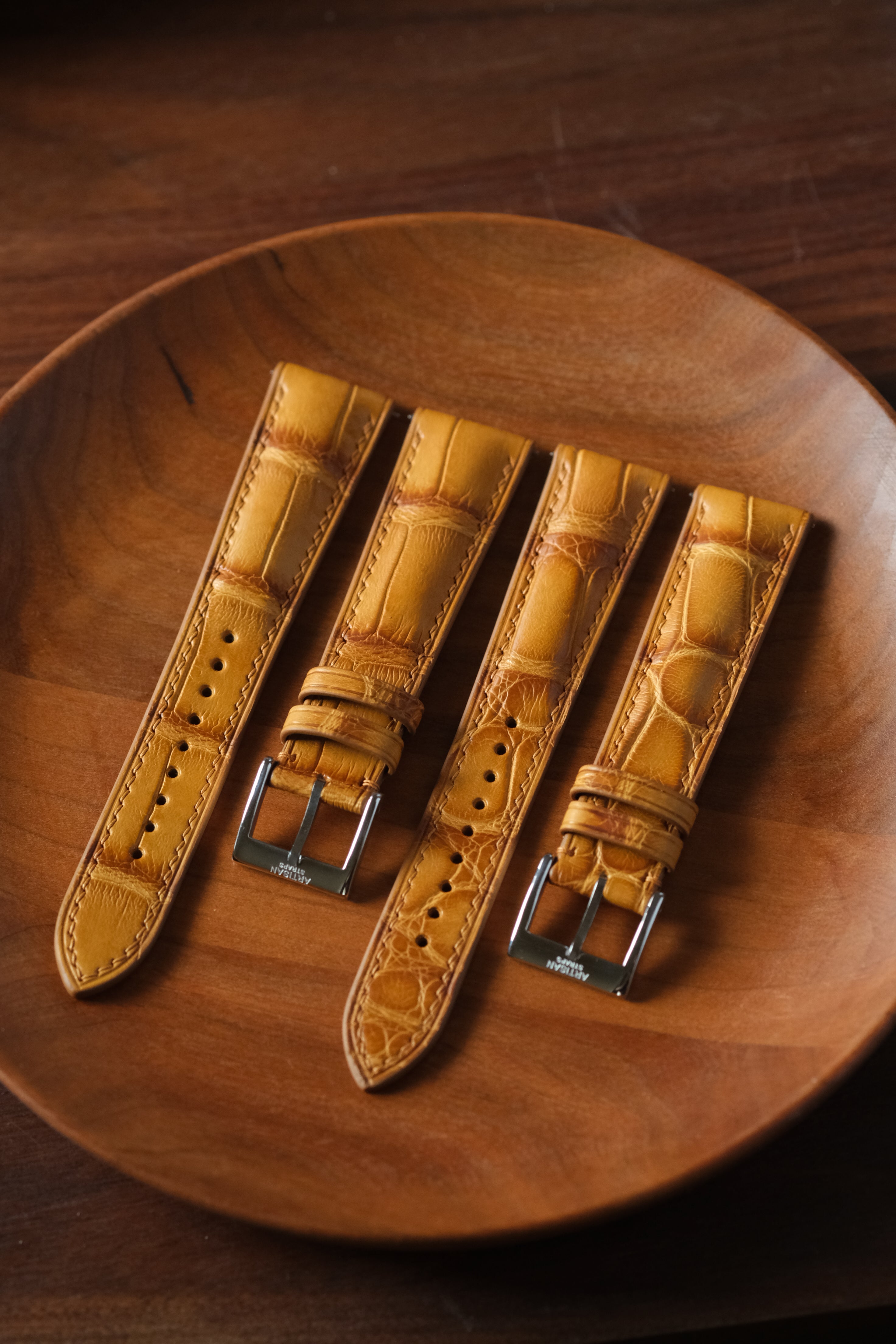Antique Gold Alligator (Padded) Leather Strap - Artisan Straps
