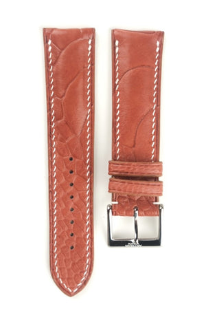 Ostrich Leg Leather Strap in Oily Bloody Orange - Artisan Straps