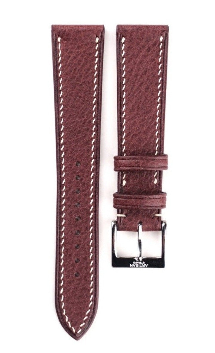 Italian Calf (Minerva Box) Leather Strap in Burgundy - Artisan Straps