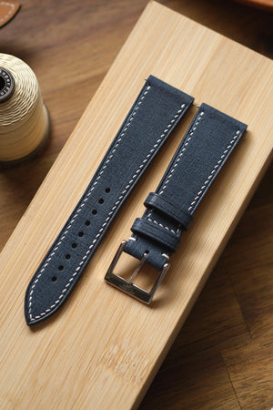Navy Denim Babele 'Linen' Leather Strap - Artisan Straps