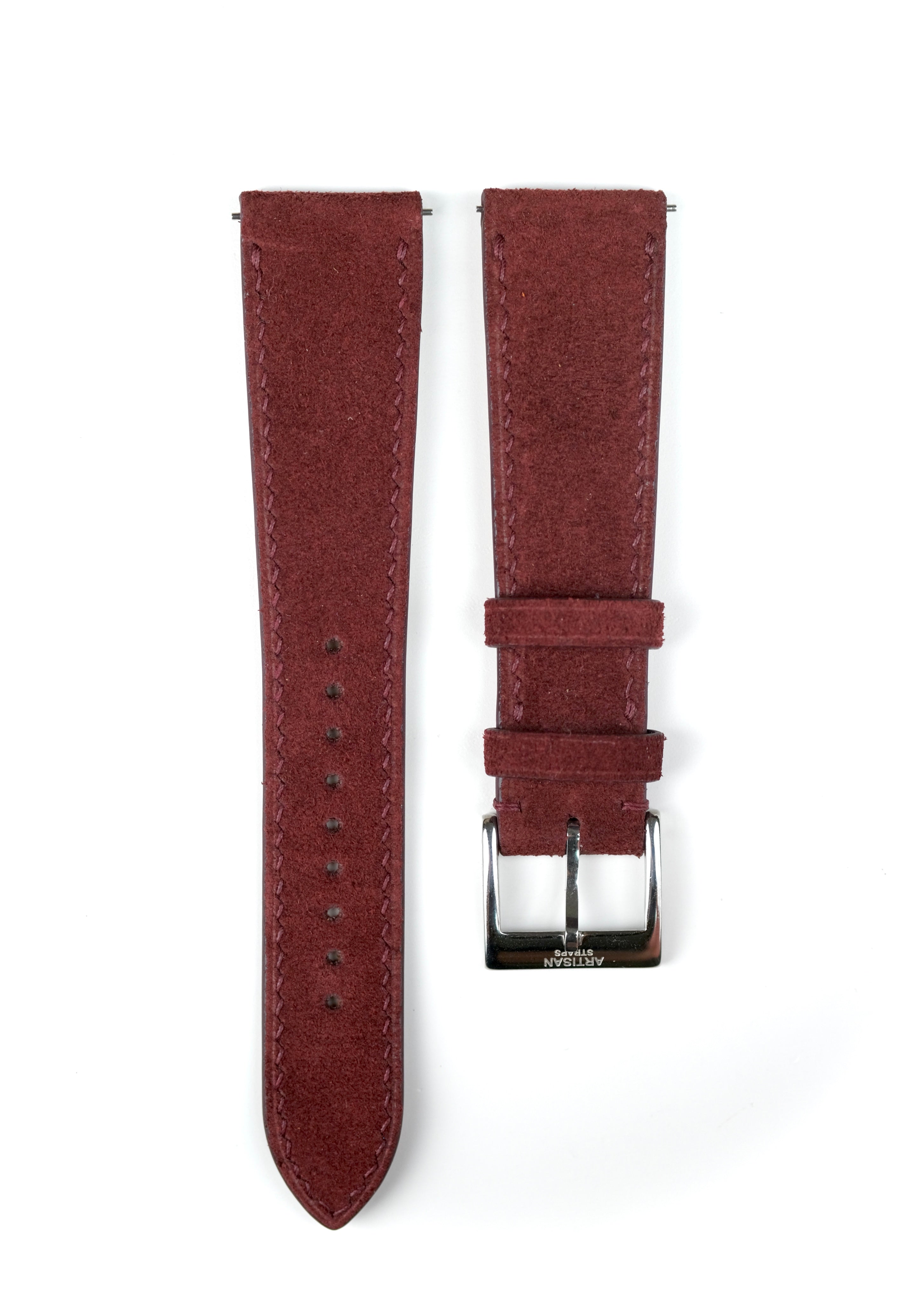 Burgundy Suede Leather Strap - Artisan Straps