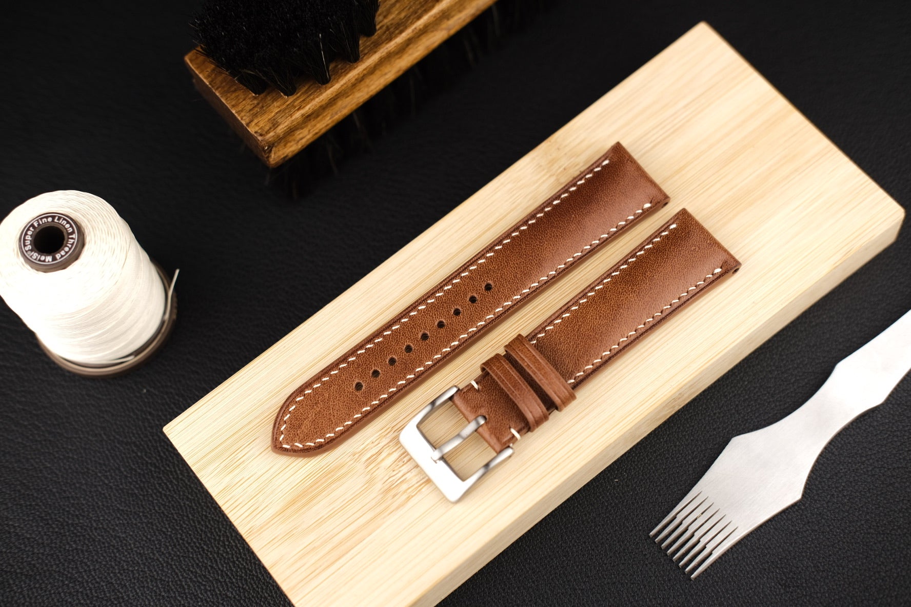 Kangaroo Leather Strap in Whiskey Brown (Padded) - Artisan Straps